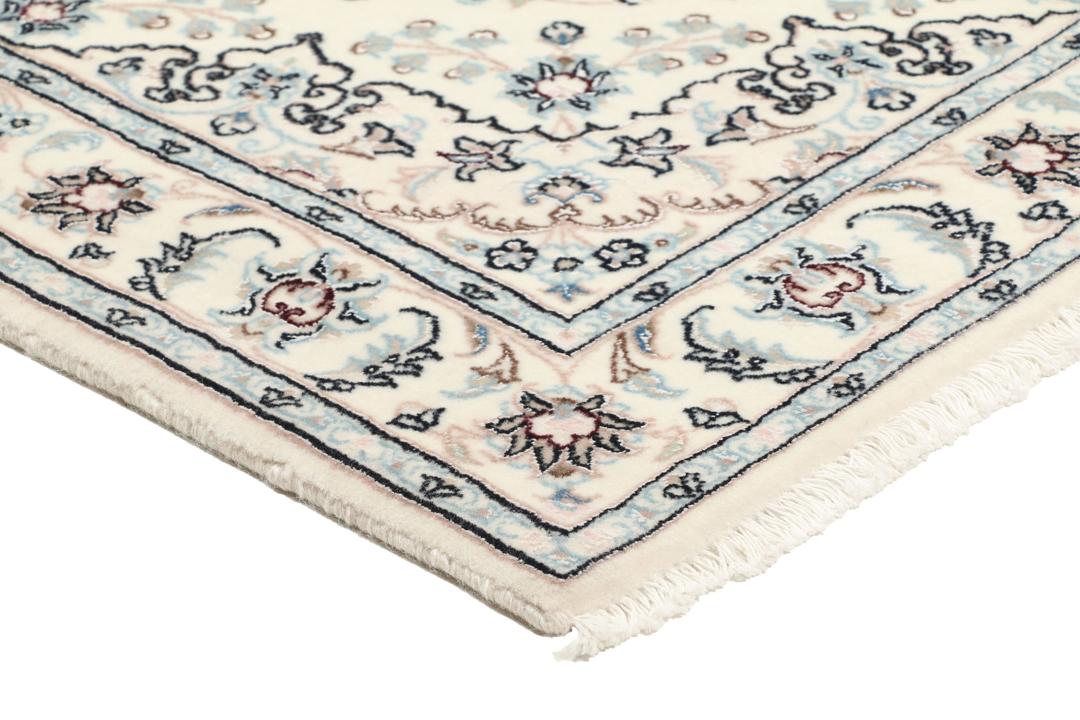 Handgeknoopt Nain 6La tapijt uit het Midden-Oosten in beige en blauw