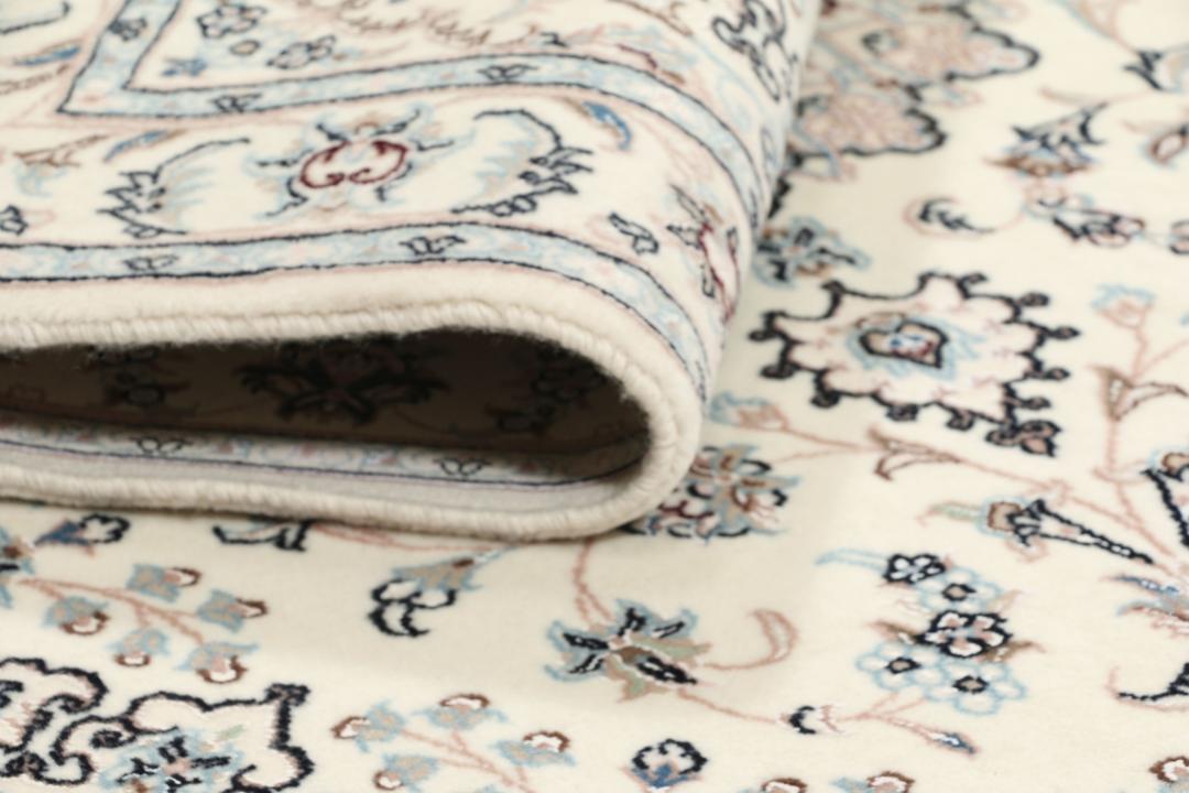 Handgeknoopt Nain 6La tapijt uit het Midden-Oosten in beige en blauw