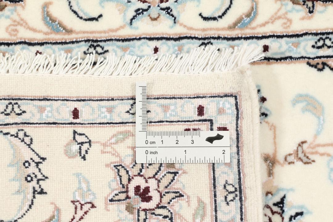 Handgeknoopt Nain 6La tapijt uit het Midden-Oosten in beige en blauw