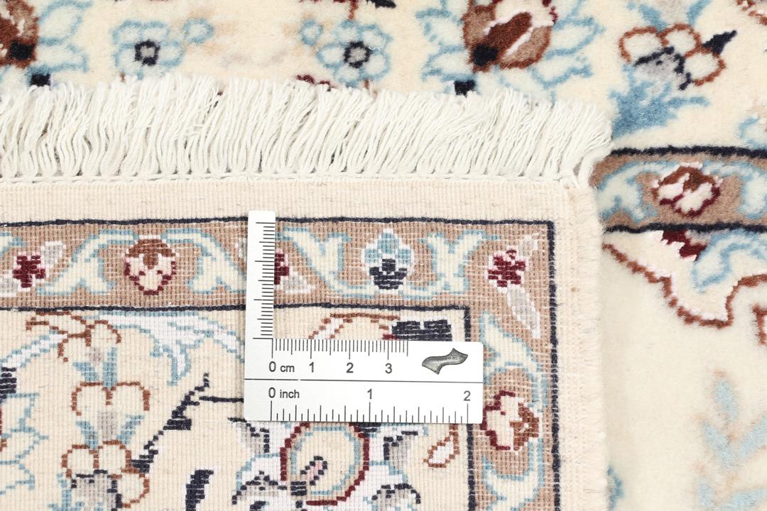 Håndknyttet Nain 6La-tæppe fra Mellemøsten i beige og blåt