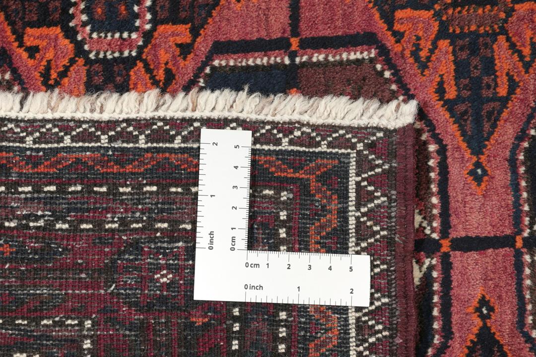 Håndknyttet Baluch tæppe i mørkerøde nuancer med gentagende stamme-motiver