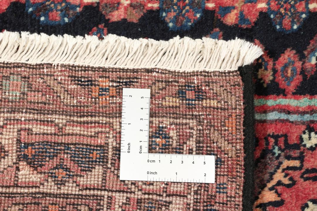 Håndknyttet Kurdi-tæppe fra Mellemøsten i dybe røde og blå nuancer