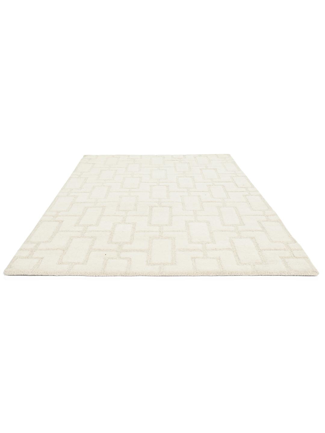 Beige wollen vloerkleed met geometrisch patroon