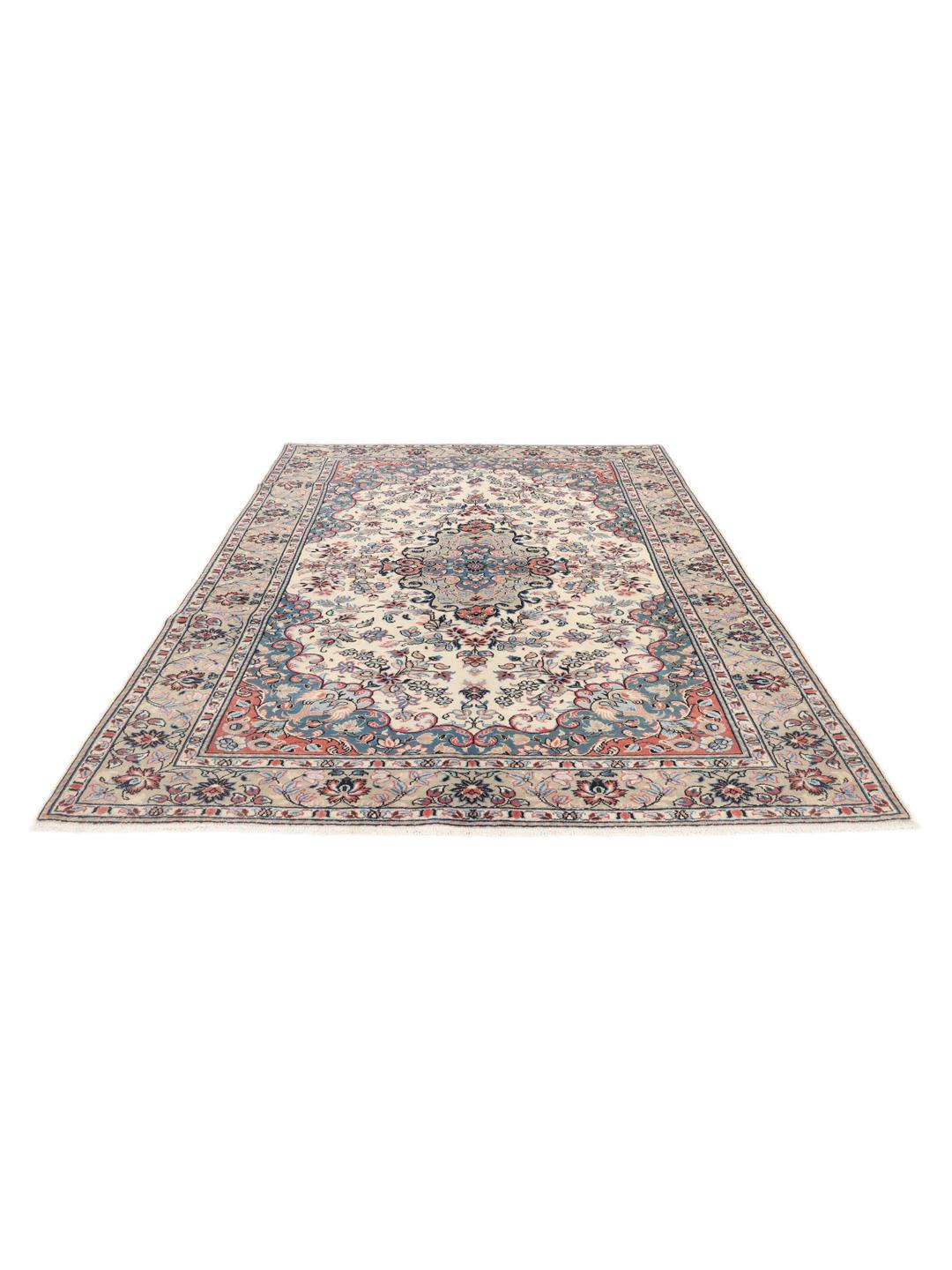 Hand-knotted Keshan rug from the Middle East in multicolor floral pattern
