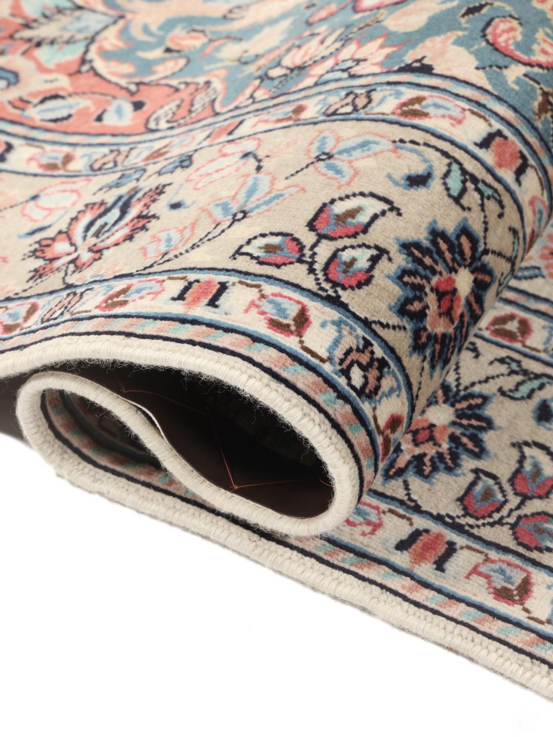 Hand-knotted Keshan rug from the Middle East in multicolor floral pattern