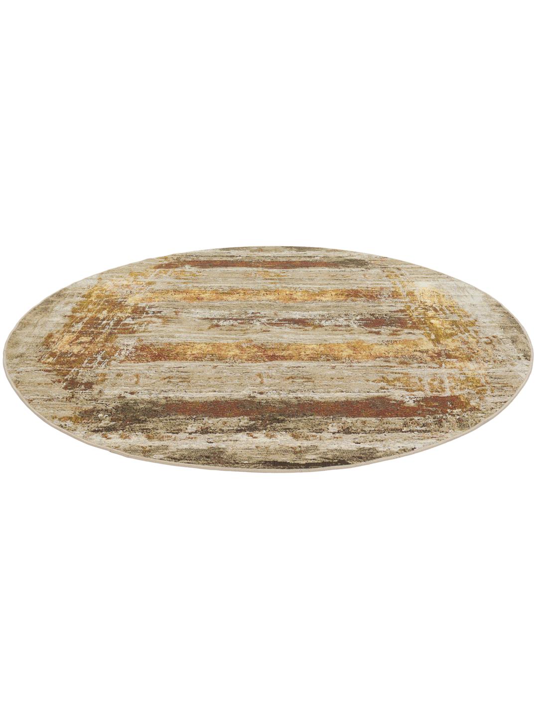 Rond tapijt in goud en multicolor