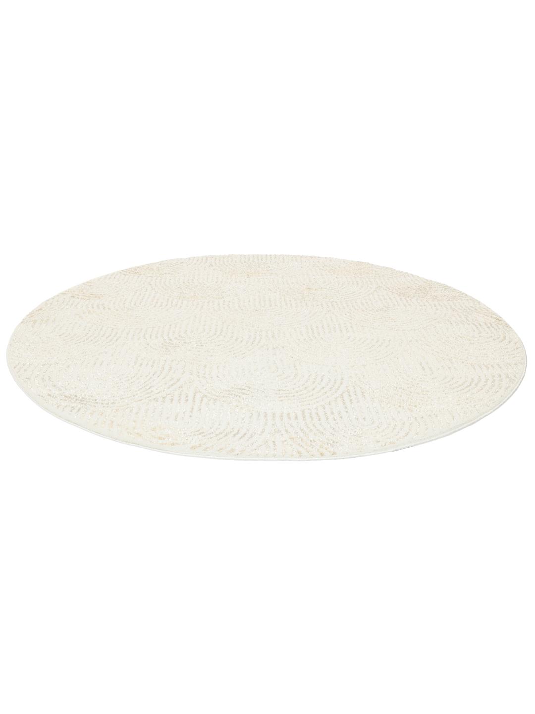 rond wit tapijt met een hoog en laag poolontwerp