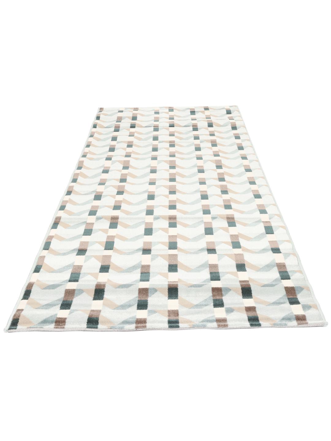 Lichtblauwe loper met geometrisch patroon