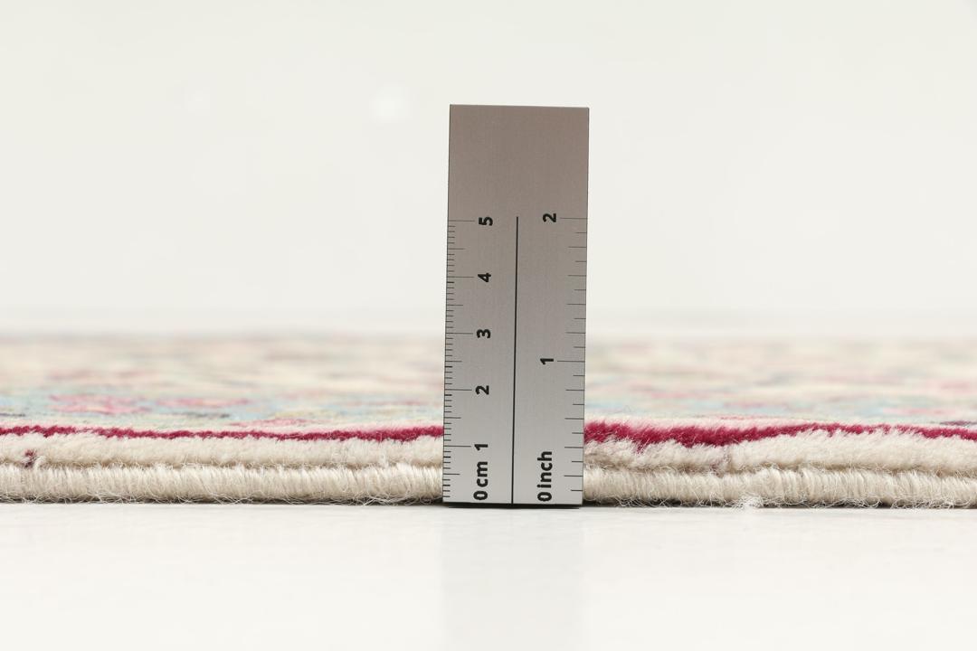Tapis Kerman noué à la main du Moyen-Orient avec un motif floral en beige et bleu