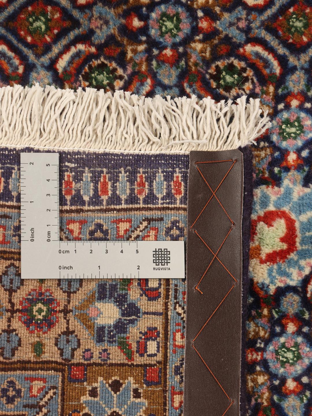 Handmade Moud rug with a central medallion in dark-red and beige tones