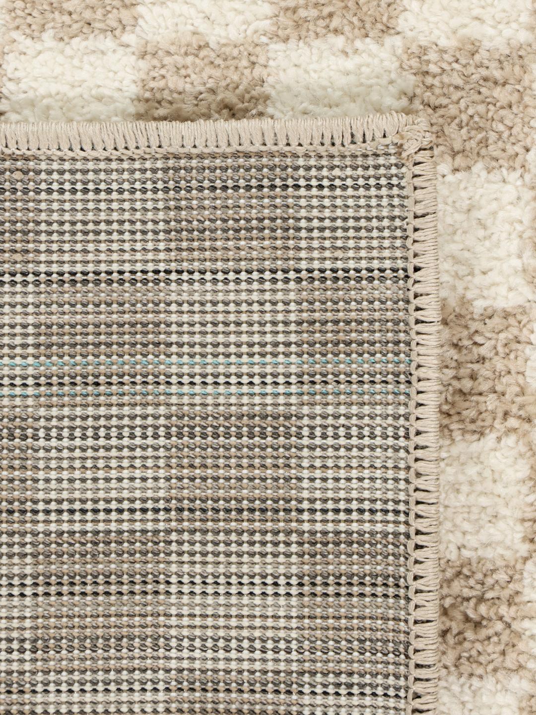 beige en wit geruit vloerkleed