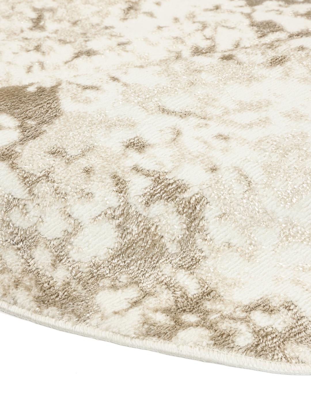 Rond vloerkleed in wit en beige