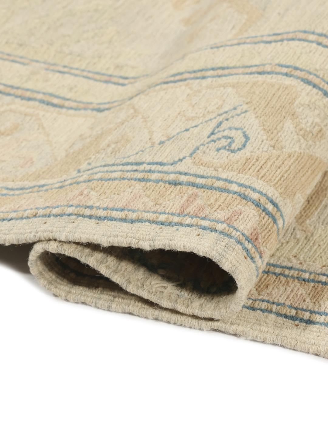 Handgeweven Afghaans Kelim Suzani tapijt in beige en lichtblauwe tinten