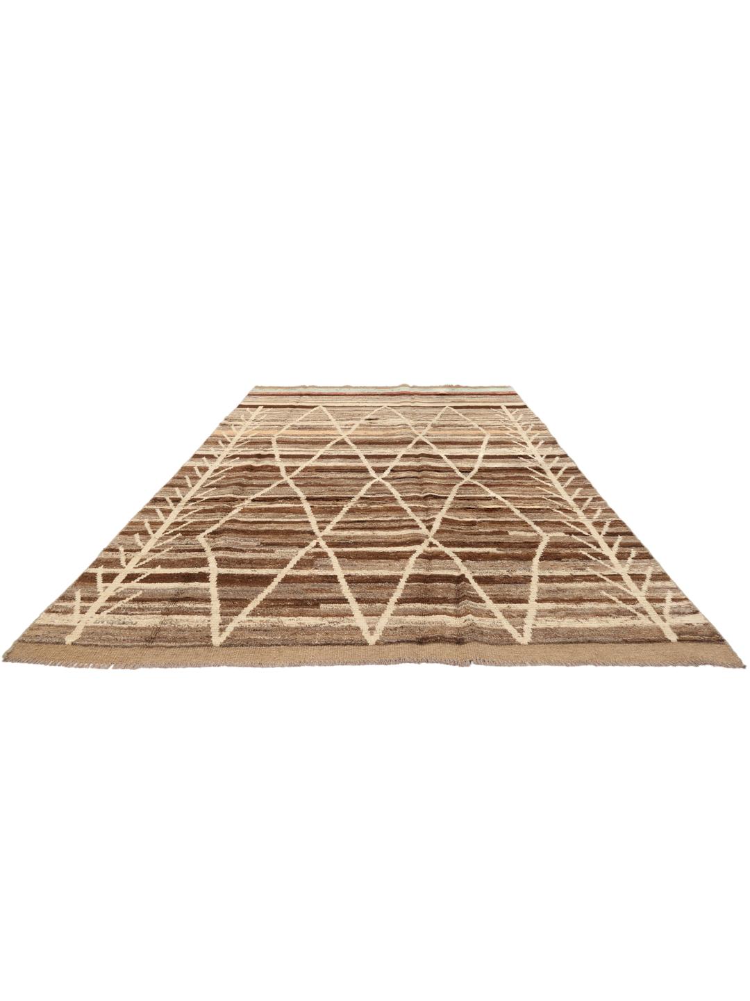 Handmade Berber style rug from Afghanistan in brown tones with geometric patterns