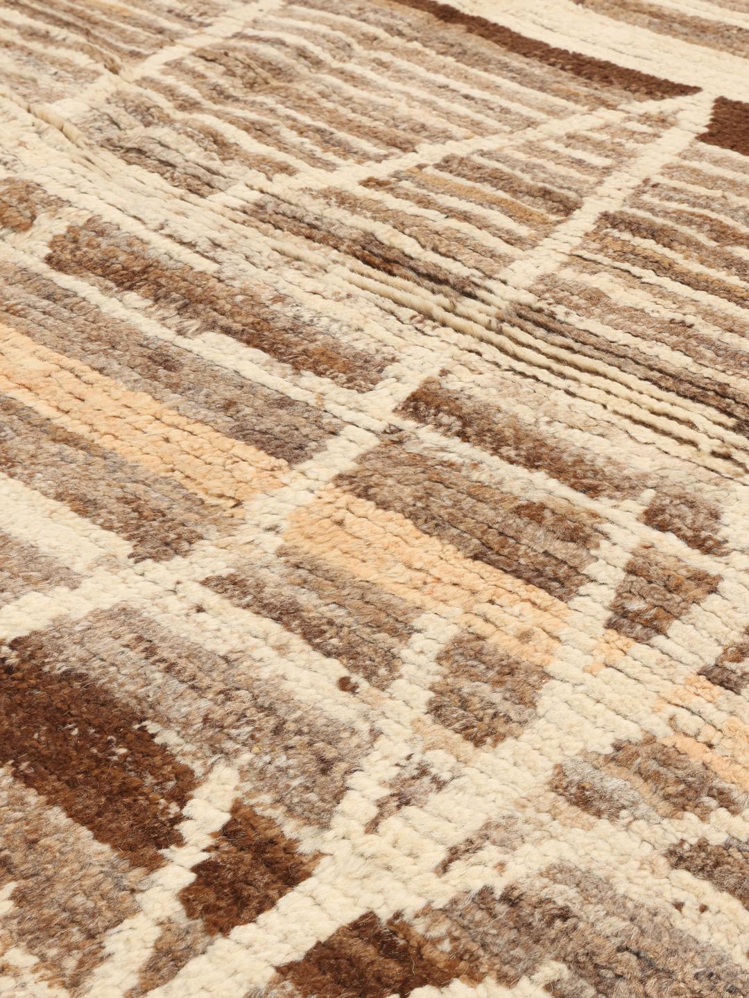 Handmade Berber style rug from Afghanistan in brown tones with geometric patterns