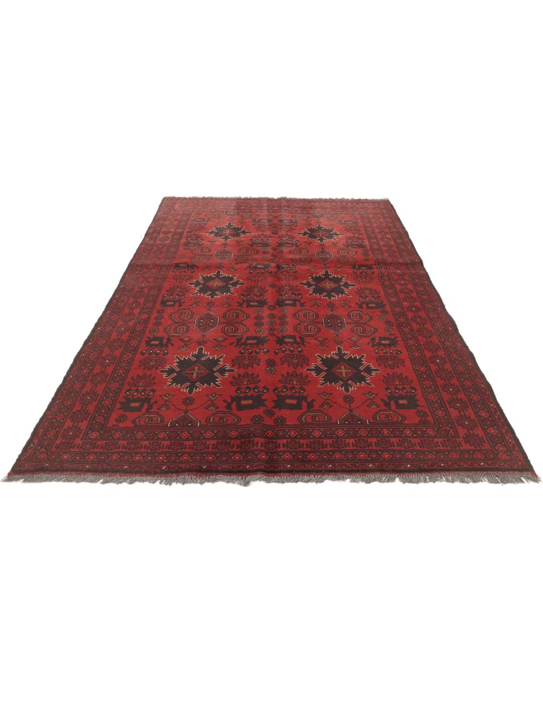 Afghan Khal Mohammadi - Negro / Rojo Oscuro - 124 x 201 cm