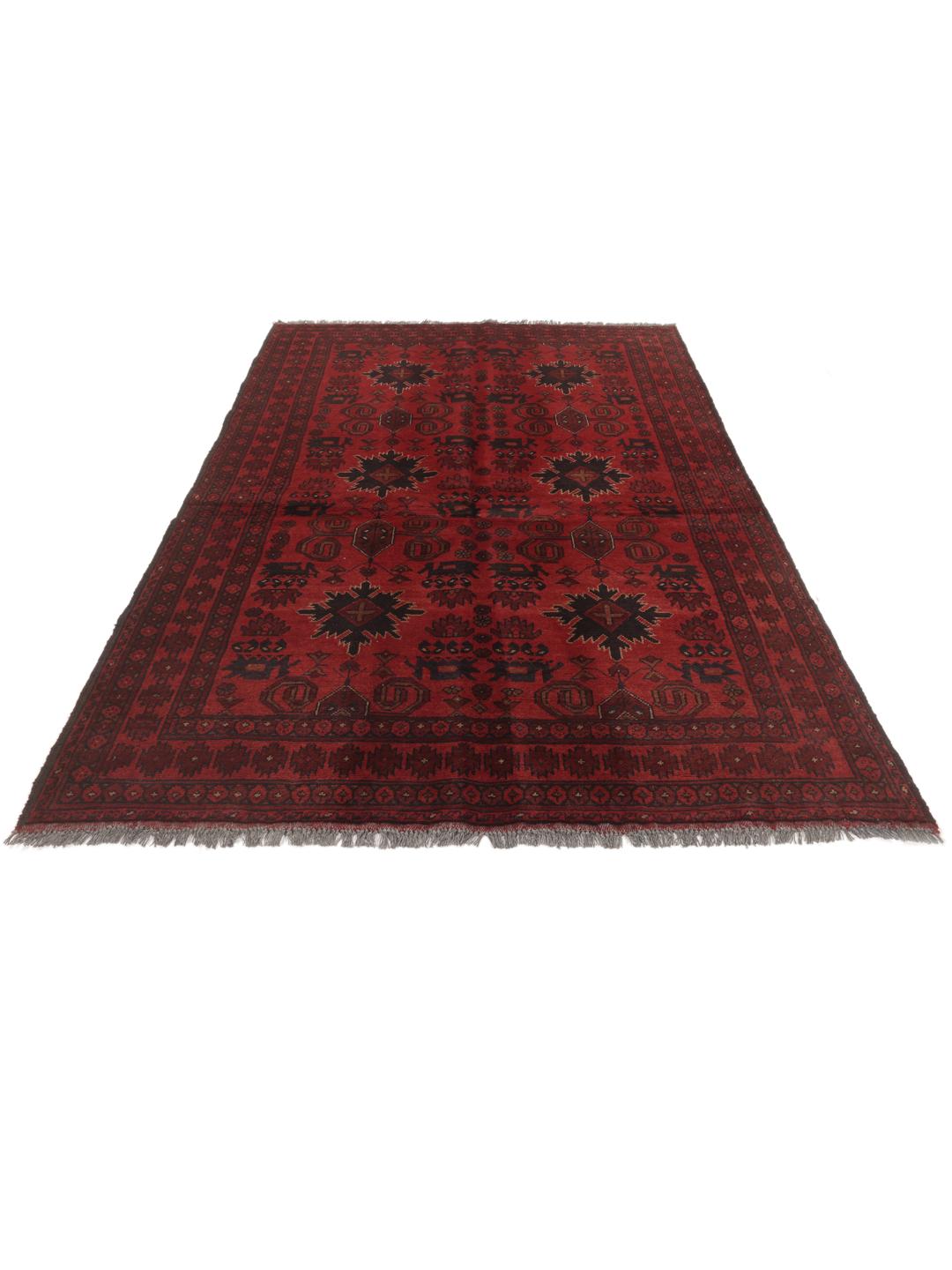 Afghan Khal Mohammadi - Negro / Rojo Oscuro - 124 x 201 cm