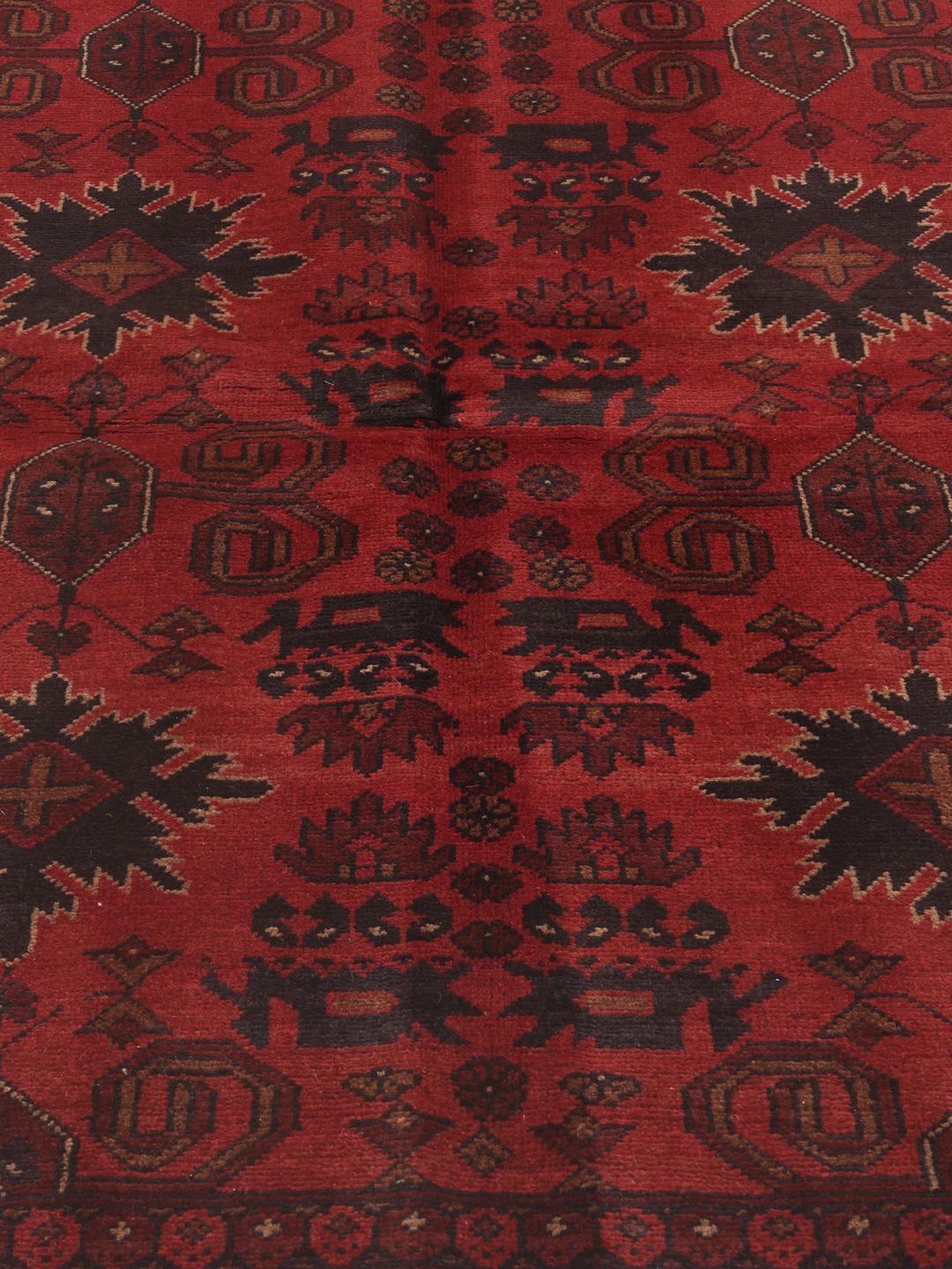 Afghan Khal Mohammadi - Negro / Rojo Oscuro - 124 x 201 cm