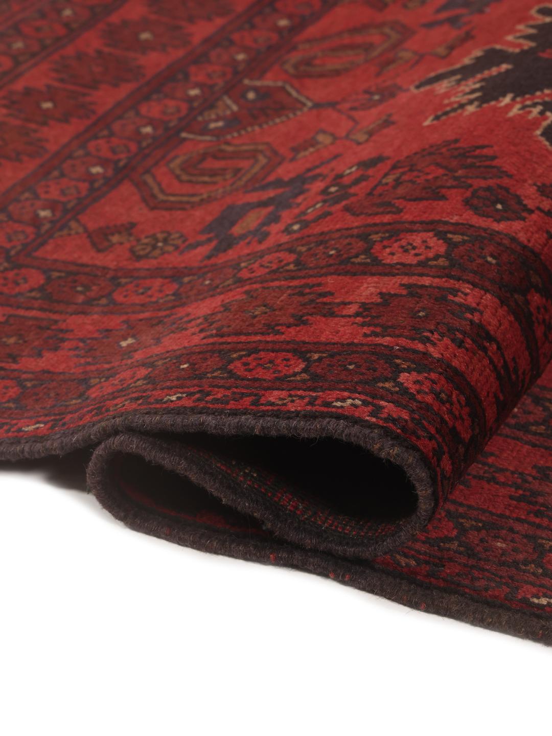 Afghan Khal Mohammadi - Negro / Rojo Oscuro - 124 x 201 cm