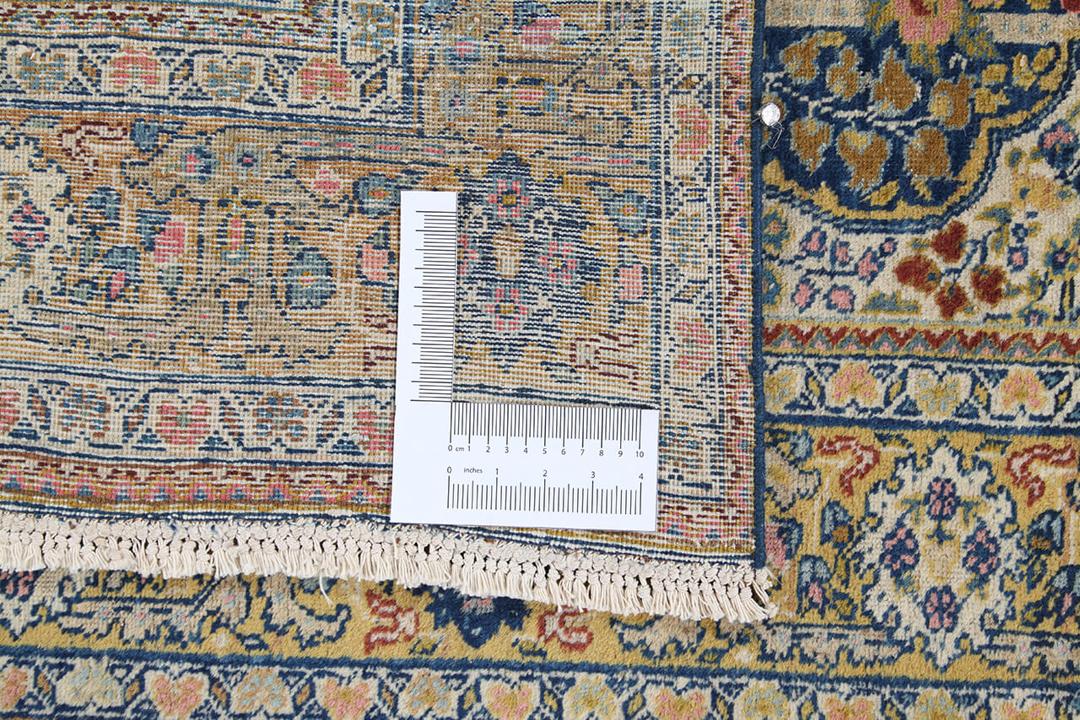 Håndknyttet Tabriz-tæppe fra Mellemøsten i blå og beige nuancer