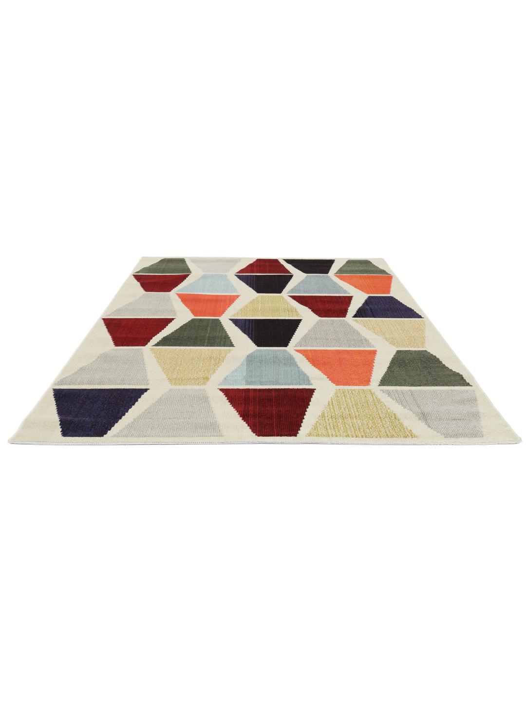 Multicolor tapijt met een geometrisch patroon