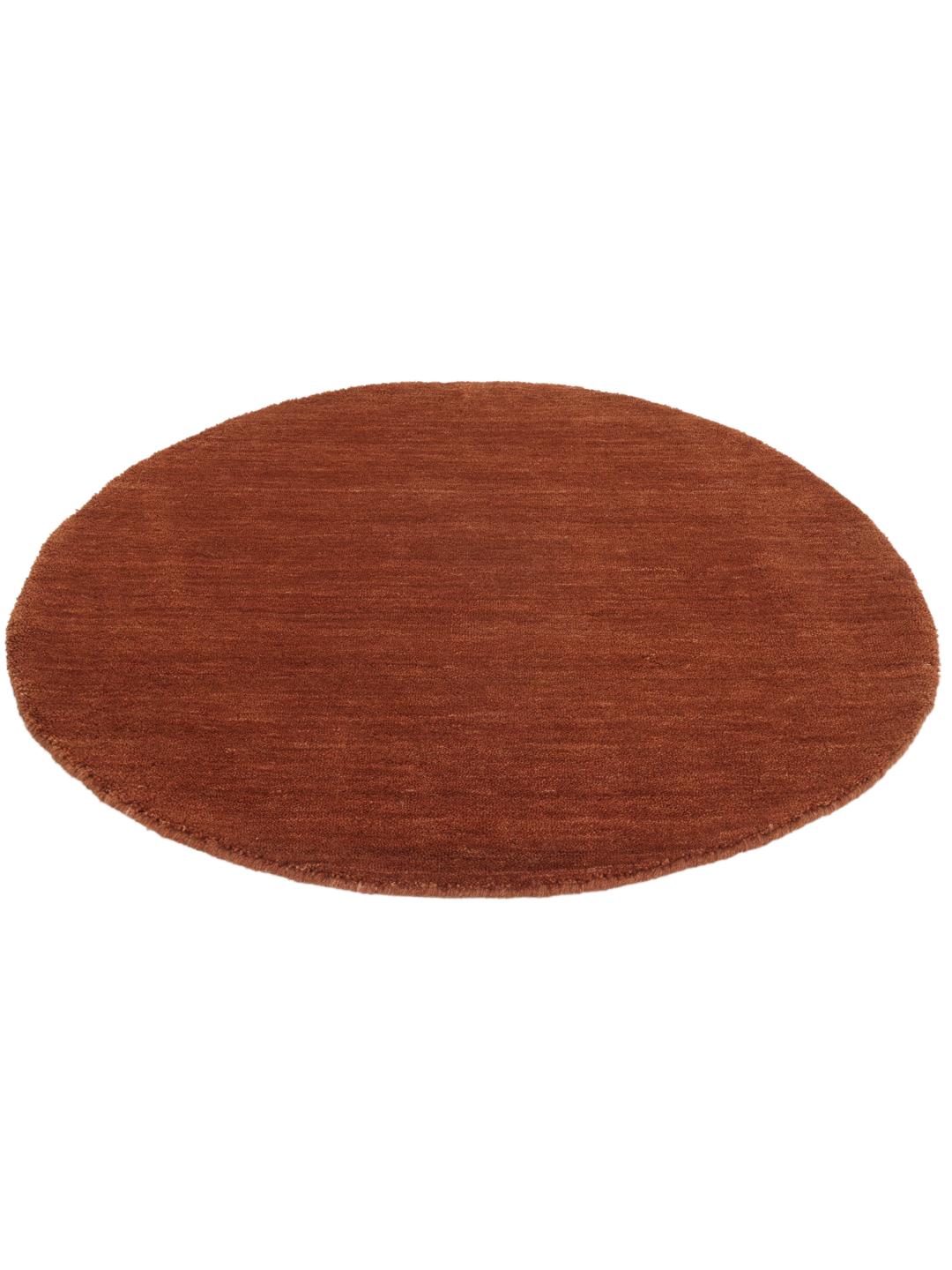 Rugvista premium - Handloom - Rust Red, Round Ø 100 cm Wool Rug - Rugvista