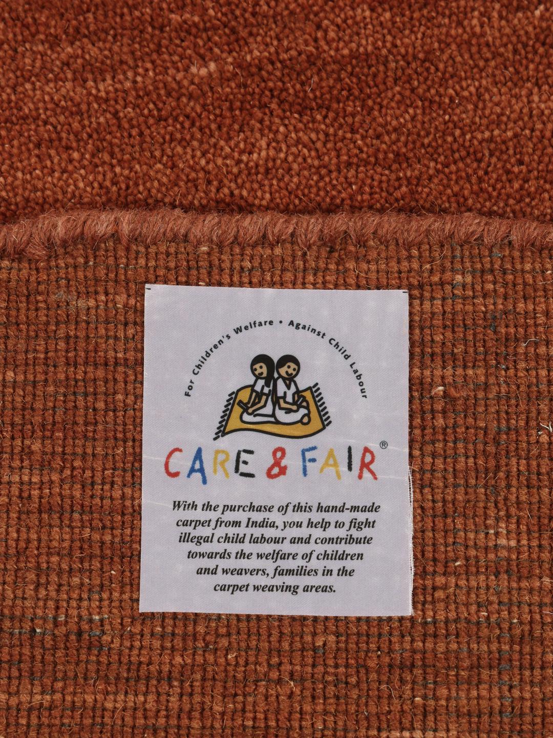 Rugvista premium - Handloom - Rust Red, Round Ø 100 cm Wool Rug - Rugvista