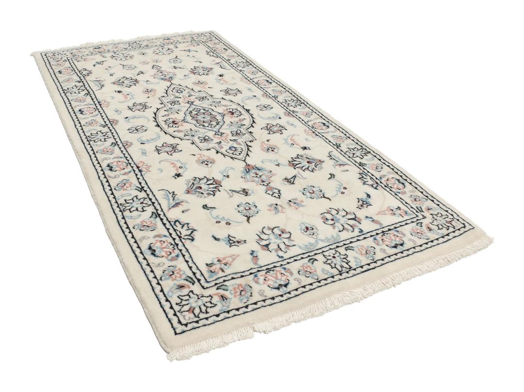 Handgeknoopt Nain 9La-tapijt uit het Midden-Oosten in beige