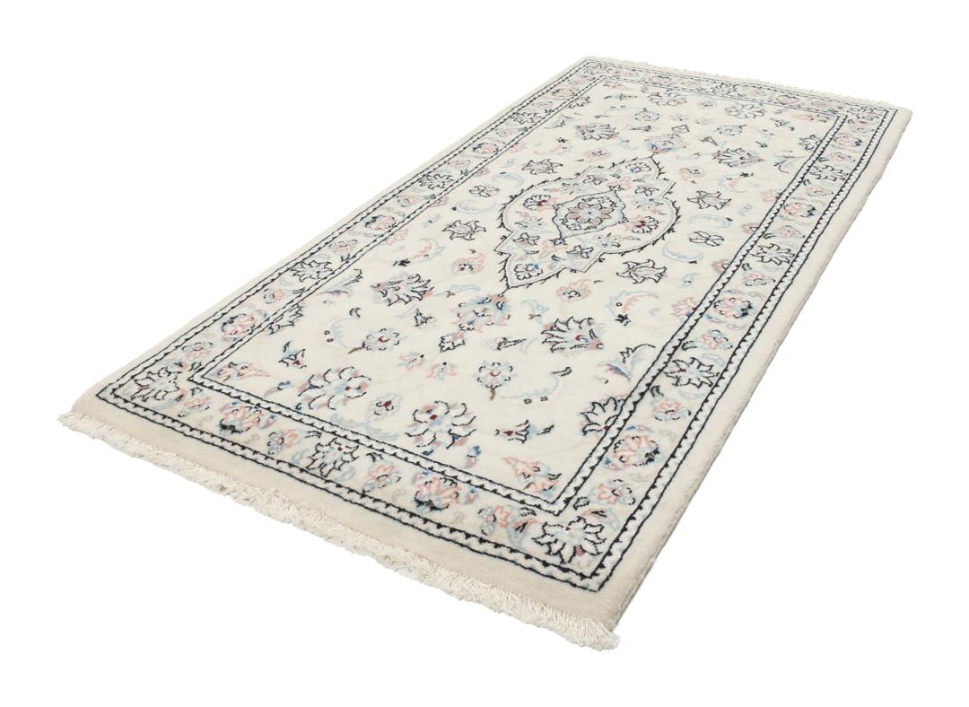 Handgeknoopt Nain 9La-tapijt uit het Midden-Oosten in beige