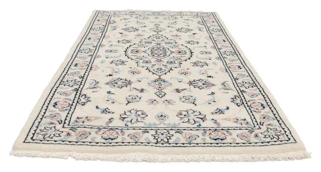Handgeknoopt Nain 9La-tapijt uit het Midden-Oosten in beige