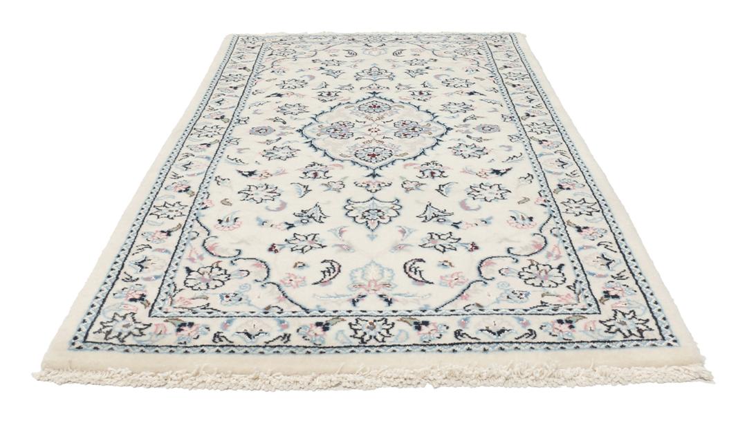 Handgeknoopt Nain 9La-tapijt uit het Midden-Oosten in beige