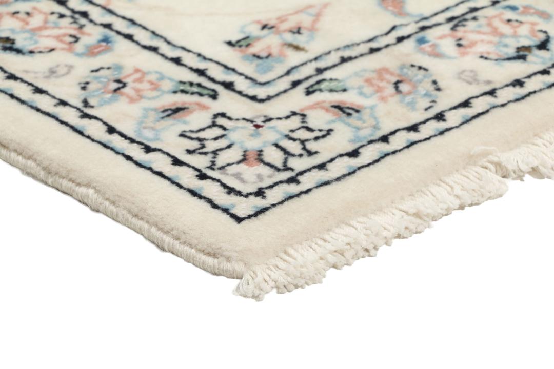 Handgeknoopt Nain 9La-tapijt uit het Midden-Oosten in beige