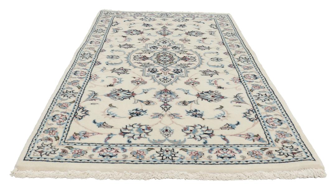 Handgeknoopt Nain 9La tapijt uit het Midden-Oosten in beige