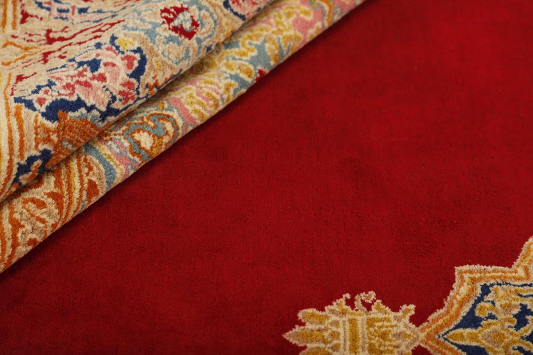 Handgemaakt vloerkleed uit het Midden-Oosten in rood en blauw