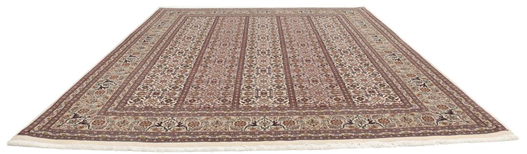Håndknyttet Tabriz 50 Raj-tæppe med indviklede blomstermønstre i beige og røde nuancer