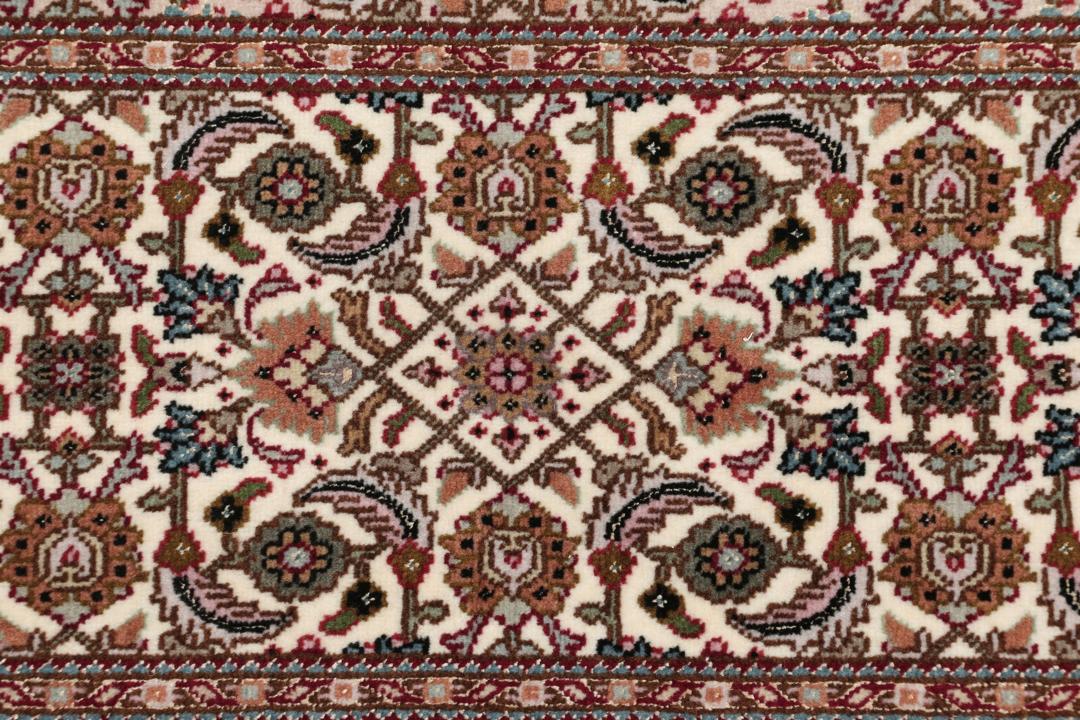Håndknyttet Tabriz 50 Raj-tæppe med indviklede blomstermønstre i beige og røde nuancer