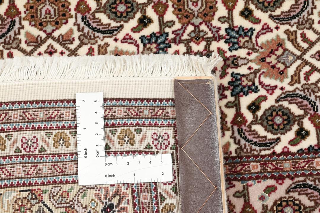 Håndknyttet Tabriz 50 Raj-tæppe med indviklede blomstermønstre i beige og røde nuancer