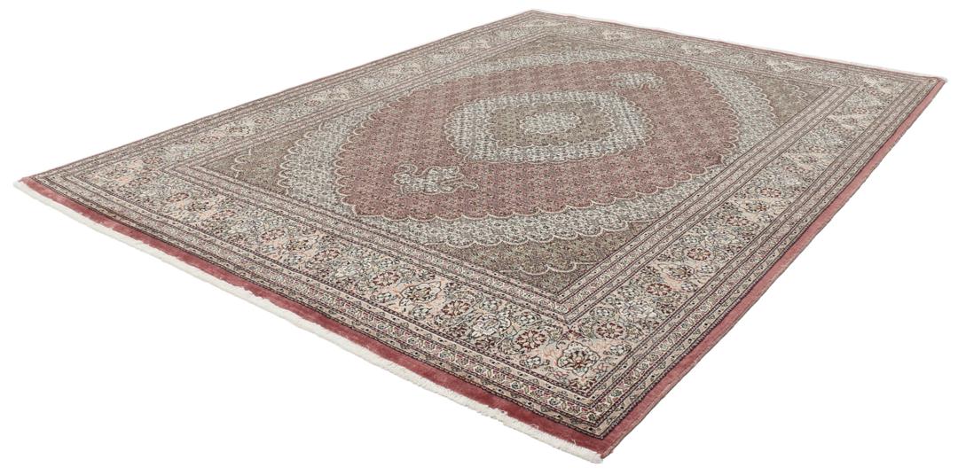 Håndknyttet mellemøstligt Tabriz 50 Raj tæppe i røde og beige nuancer
