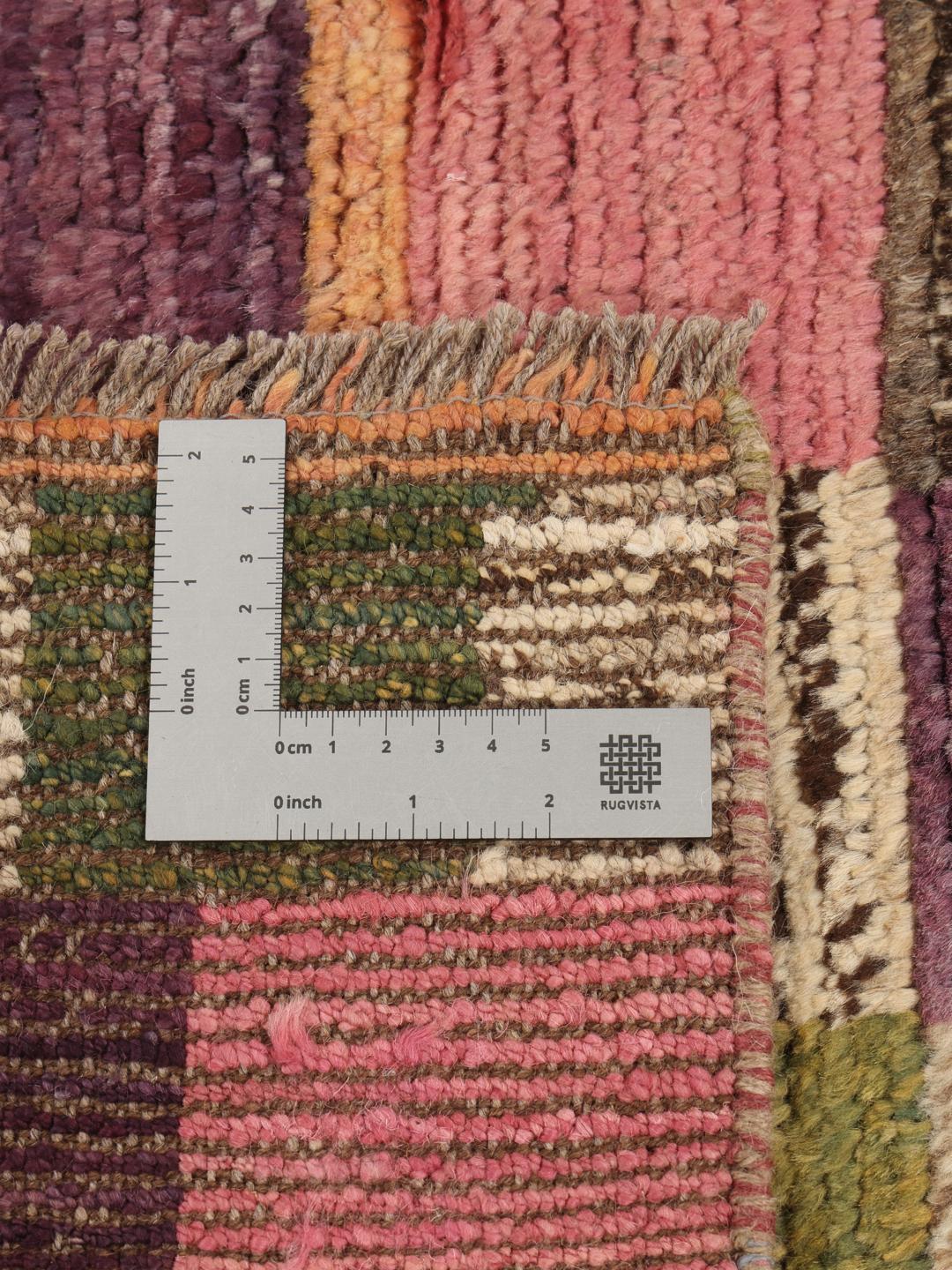 Hand-knotted multicolor Berber rug from Afghanistan with geometric patterns