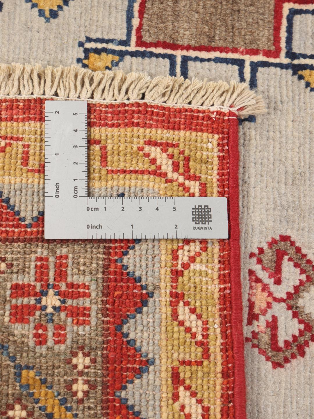 Handgeknoopt Afghaans Kazak-tapijt met veelkleurige geometrische patronen