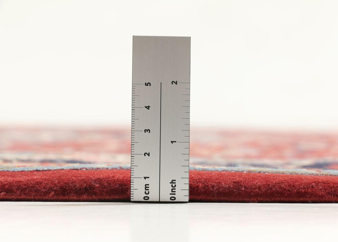 Handgeknoopt Ilam Sherkat Farsh tapijt met verfijnde bloemmotieven in rood en zwart