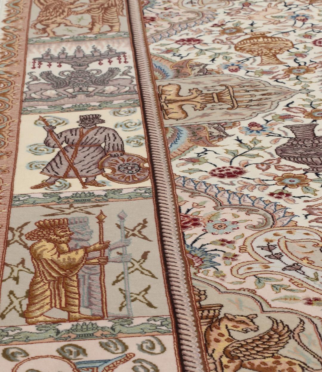 Handgeknoopt Tabriz-tapijt uit het Midden-Oosten in beige tinten