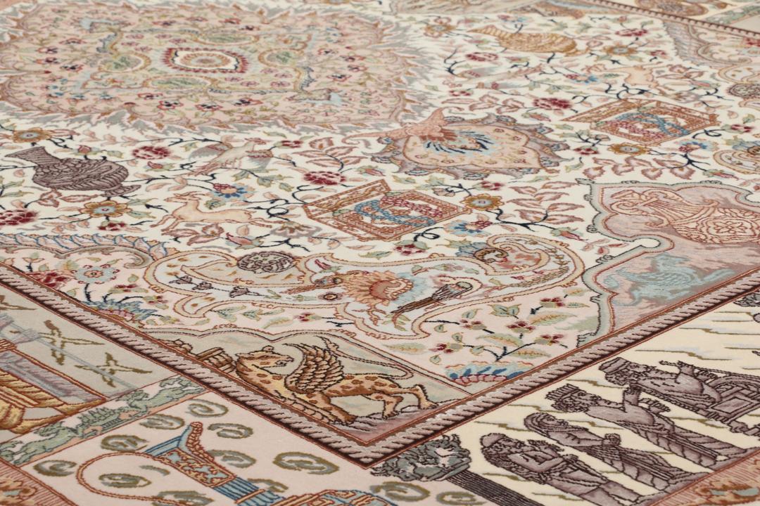 Handgeknoopt Tabriz-tapijt uit het Midden-Oosten in beige tinten