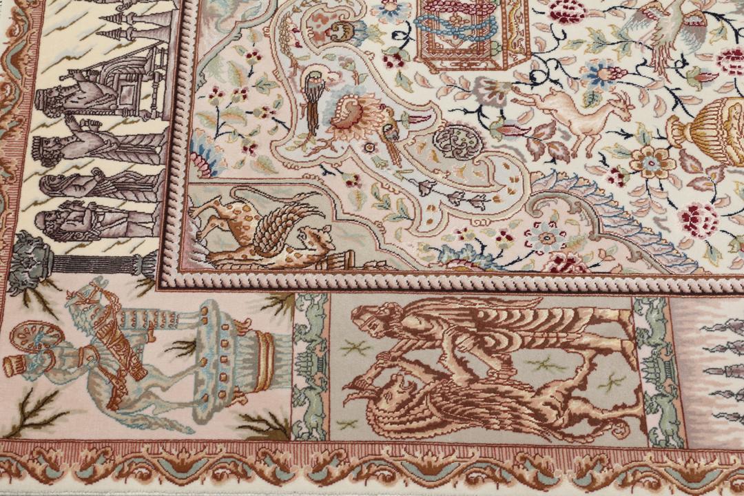 Handgeknoopt Tabriz-tapijt uit het Midden-Oosten in beige tinten