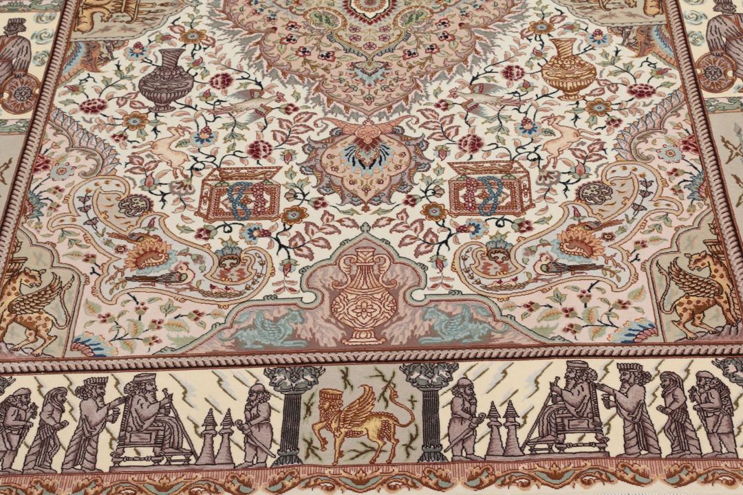 Handgeknoopt Tabriz-tapijt uit het Midden-Oosten in beige tinten