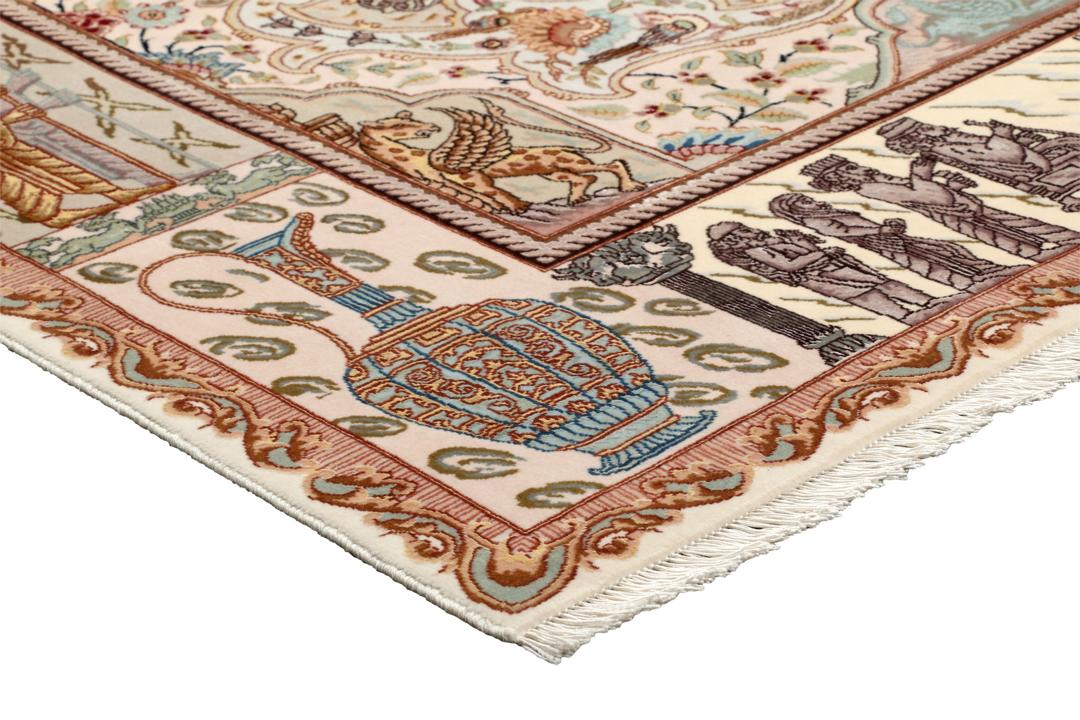 Handgeknoopt Tabriz-tapijt uit het Midden-Oosten in beige tinten