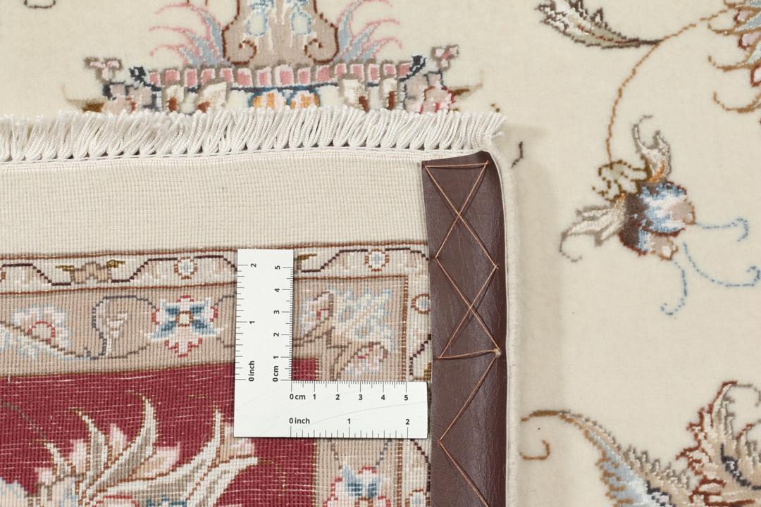 Handgeknoopt Tabriz-tapijt met bloemmotieven in beige en rood uit het Midden-Oosten
