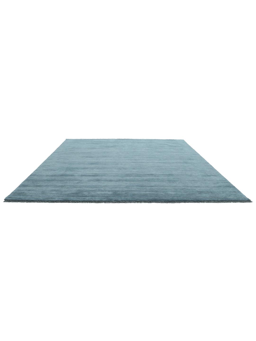 Tapis tissé à la main bleu canard foncé avec de courtes franges