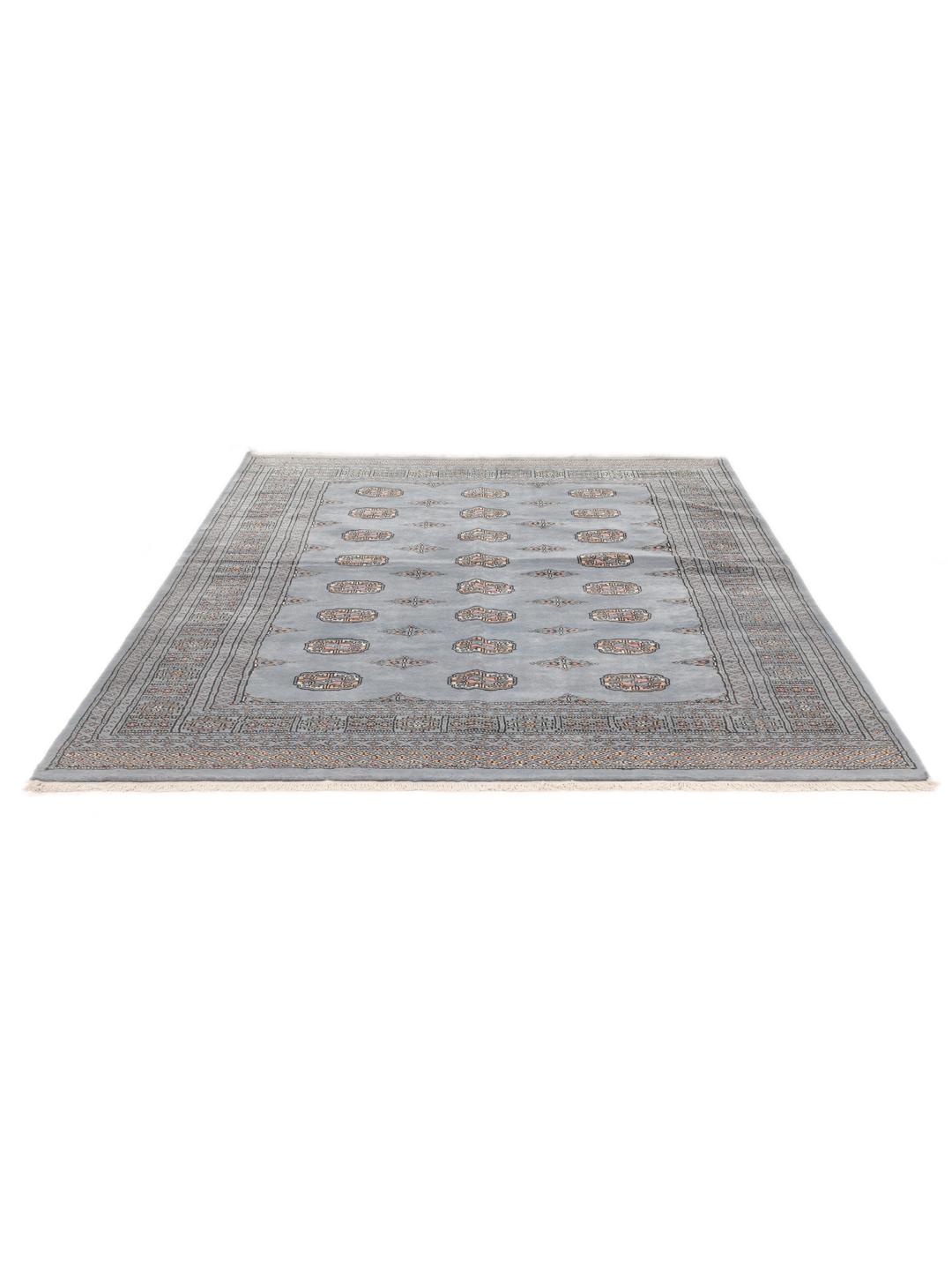 Handgeknoopt Pakistan Bokhara 2ply tapijt met een blauw veld en traditionele gul-motieven