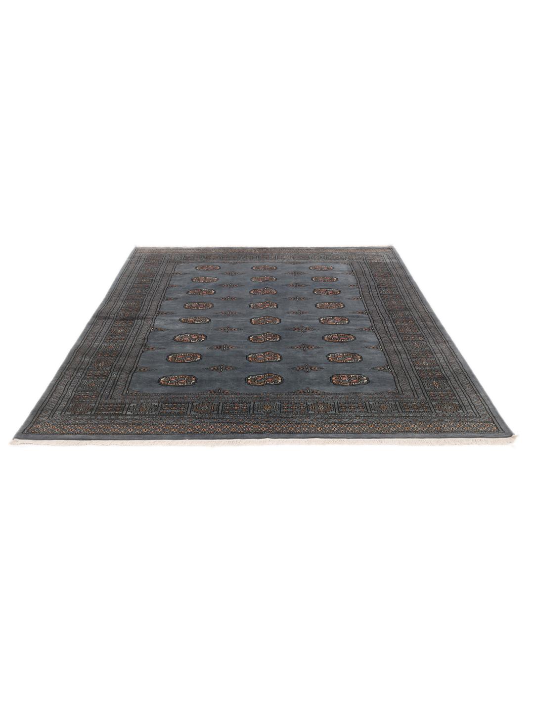 Handgeknoopt Pakistan Bokhara 2ply tapijt met een blauw veld en traditionele gul-motieven